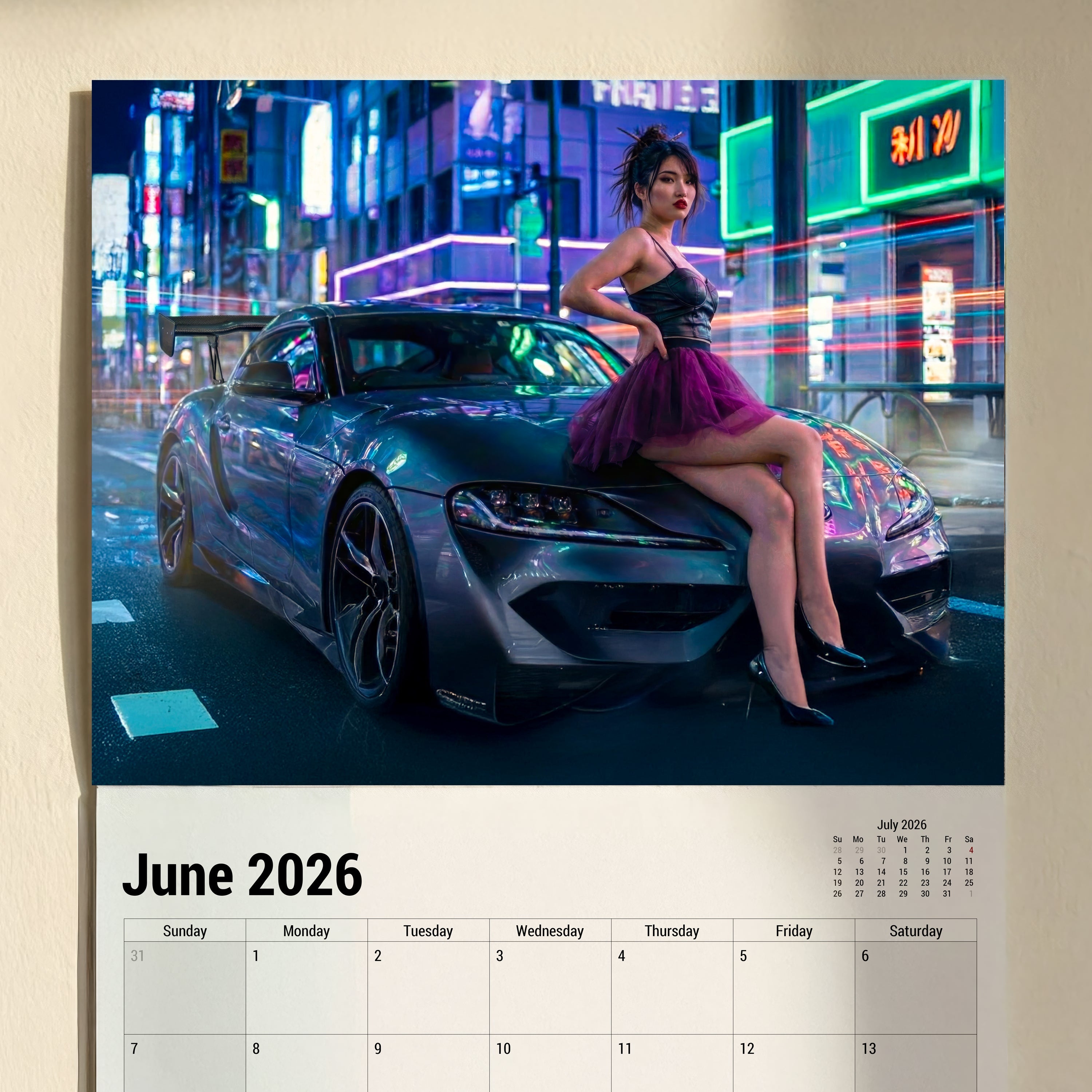 Hot Girls and Cars Wall Calendar 2026