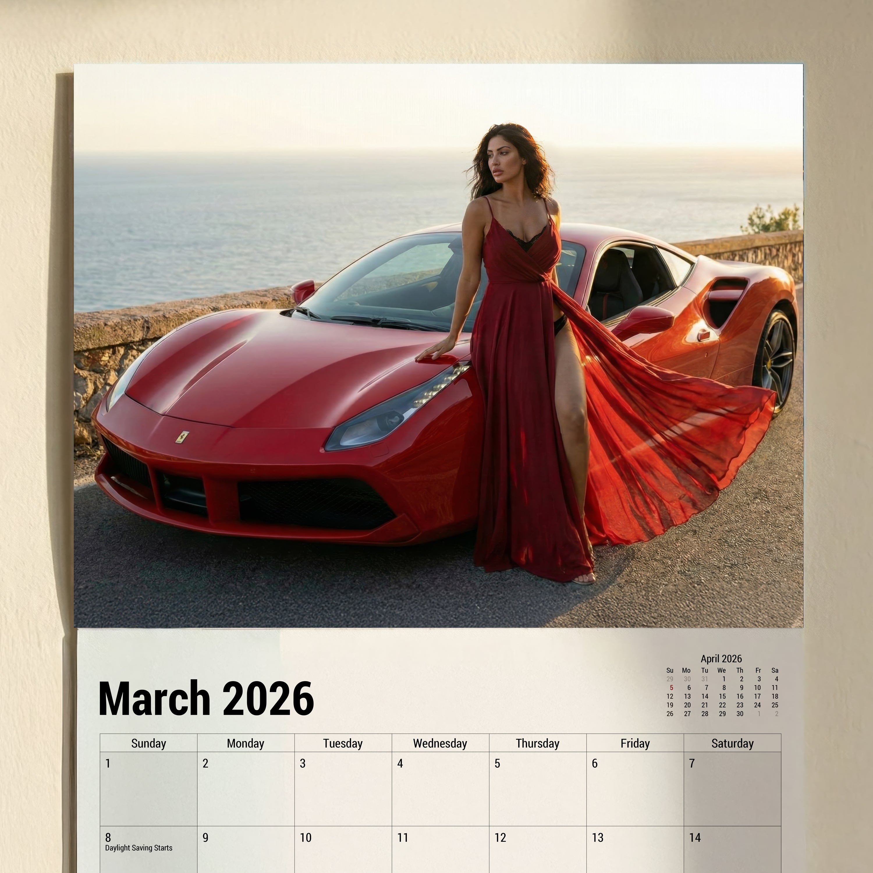 Hot Girls and Cars Wall Calendar 2026